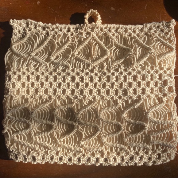 Vintage Handbags - Vintage 1970s Handmade Macrame Clutch